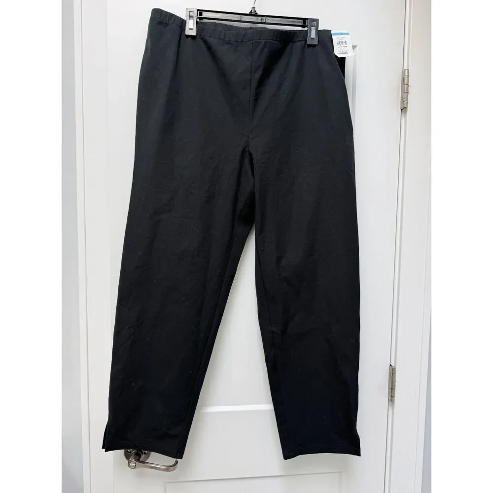 Eileen Fisher Black Stretch Side Zip Ankle Pants Organic Cotton 1X